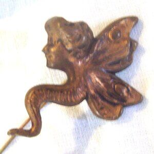 Vintage Art Deco Stick Pin- Mystical Fairy Figure- Unique Jewelry
